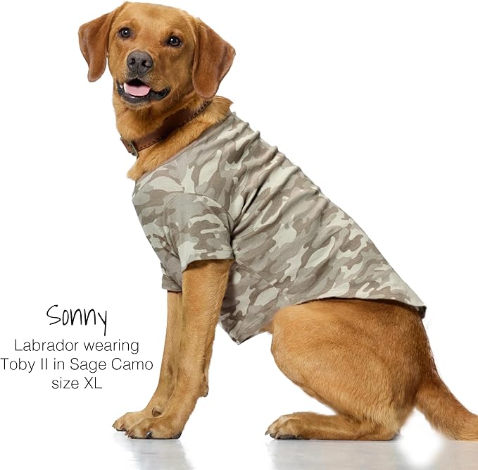 Toby II - The Perfect Tee, 3 Pack Short Sleeve Pet T-Shirt 100% Organic Cotton Tees Clothes for Small, Medium, Large Dogs, Sage Camo, X-Small (5-12 lbs)
