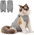Avont Cat Recovery Suit Female Kitten After Spay Surgery, Breathable Modal Cotton Cat Onesie for Wound & Skin Disease Care, Machine Washable -Grey(S)