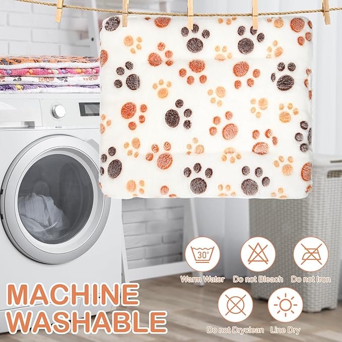 Haull 4 Pcs Waterproof Guinea Pig Bedding Guinea Pig Bed Plush Cage Liners Soft Rabbit Dog Crate Pad Cat Mat Reversible Cozy Animal Pee Pad Hamster Bunny Mat Accessory(Paw,13 x 18.5 Inch)