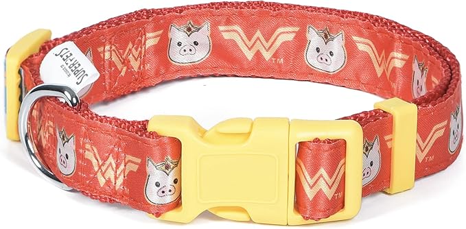 DC Comics League of Super-Pets PB Wonder Woman Dog Collar, Small | Officially Licensed DC League of Super-Pets PB Dog Collar | Small Dog Collar DC Wonder Woman Style with D-Ring for Leash