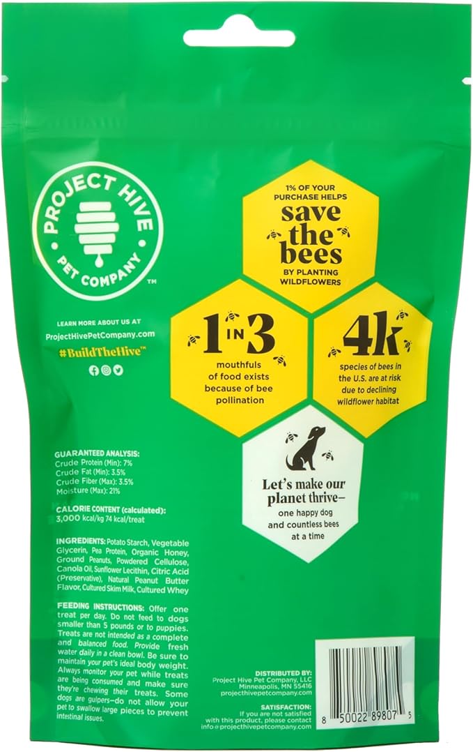 Dental Chew Sticks for Dogs 2-Pack, 7 oz Each – Large (M/L) – Textured Dental Treats, Fit Hive Toys – Vegetarian, Made with Ground Peanuts & Honey, No Grain or Soy, Cleans Teeth & Freshens Breath