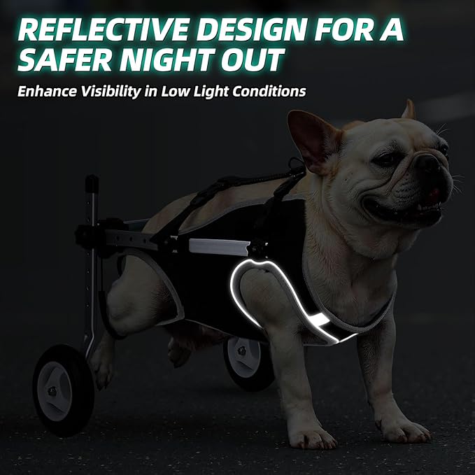Nasjac Dog Wheelchair for Back Legs - Lightweight Portable Wheelchair with Reflective Stripes, Adjustable Pet Wheelchair Cart for Senior, Arthritis, Paralyzed, Injured, or Disabled Dogs