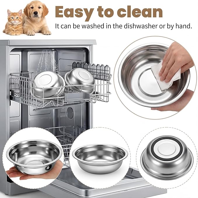 30 Pcs Stainless Steel Cat Bowls Bulk, 6.1 Inch Metal Basic Cat Bowl Whisker Friendly Thickened Replacement Elevated Food Water Bowls for Small Medium Large Dogs, Cats