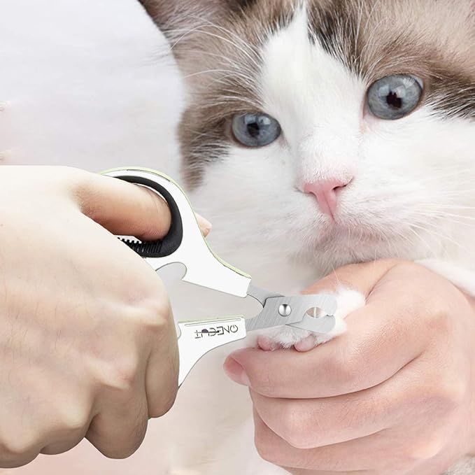 OneCut Pet Nail Clippers, Update Version Cat & Kitten Claw Nail Clippers for Trimming, Professional Pet Nail Clippers Best for a Cat, Puppy,Rabbit, Kitten & Small Dog,Sharp & Safe (Black)