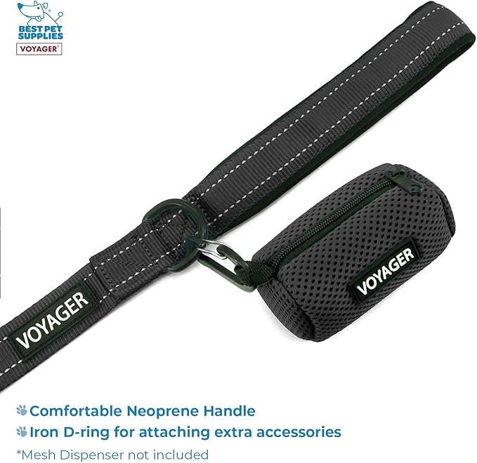 Voyager Step-in Air All Weather Mesh Harness and Reflective Dog 5 ft Leash Combo with Neoprene Handle, for Small, Medium and Large Breed Puppies by Best Pet Supplies - Black, Large