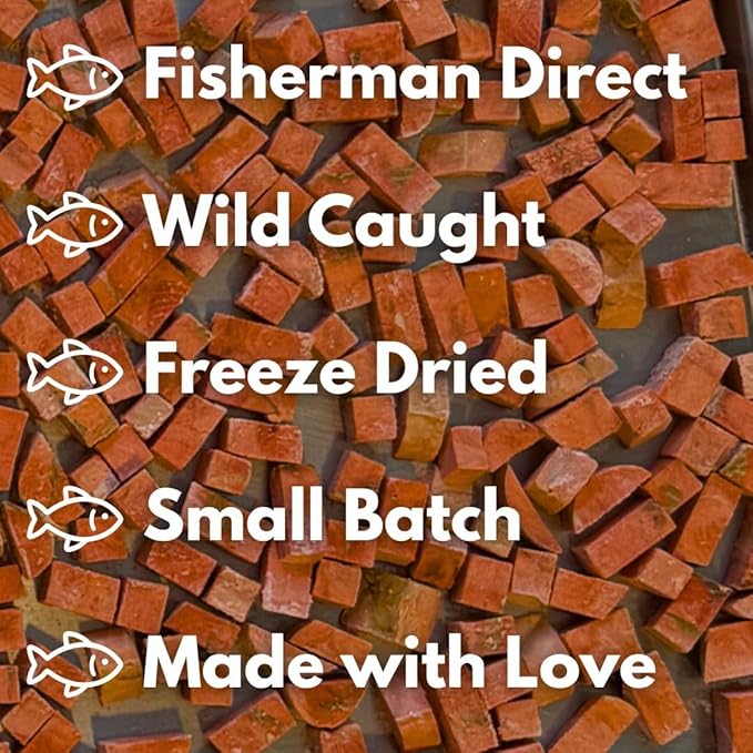 Freeze Dried Sockeye Salmon Pet Treats for Dogs & Cats, Human Grade, Fisherman Direct, Premium Wild Caught Alaskan, Single Ingredient, Omega 3, Natural Healthy Dog Training Treats, Made in USA