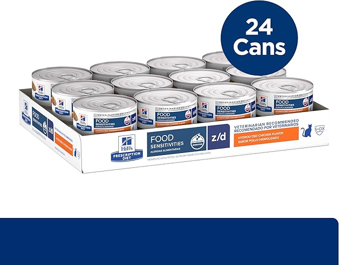 Hill's Prescription Diet z/d Skin/Food Sensitivities Wet Dog Food, Hydrolyzed Chicken, 5.5 oz. Cans, 24-Pack