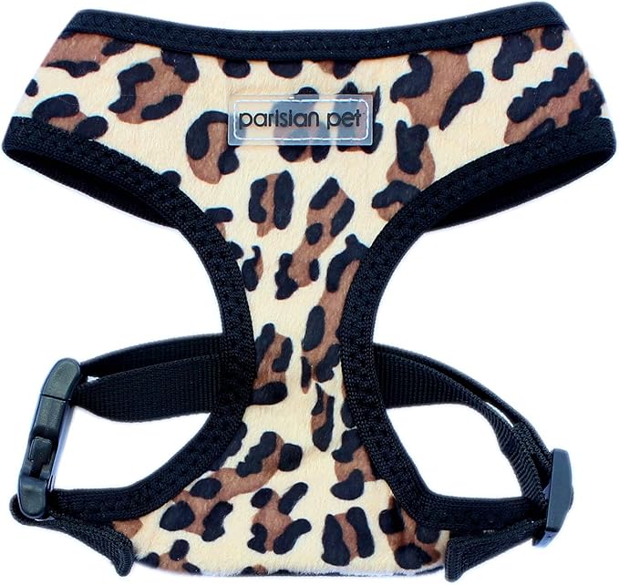 Parisian Pet Leopard Dog Harness - Breathable Mesh No Pull Puppy Harness with Leash Ring - Adjustable Harnesses for Dogs - Soft Padded Step-in Pet Vest - Lightweight Dog Vests for Medium Sized Dogs