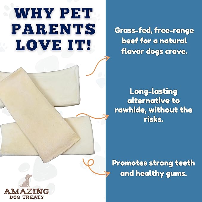 Amazing Dog Treats - Beef Cheek Strips Premium Dog Chew (6 Inch - 12 Pack) - NO Odor - Thick Cut - Rawhide Alternative - Beef Cheek Slice Chip Sticks - No Dyes, Chemicals, or Preservatives