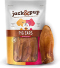 Jack&Pup Whole Pig Ears for Dogs - All Natural Single Ingredient Extra Thick Large Pigs Ears - Premium Dog Pig Ear Treats - Natural Dog Pork Chews; Excellent Rawhide Alternative (10 Pack)