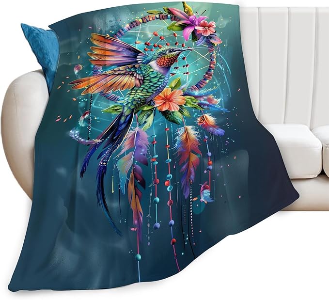 Hummingbird Throw Blanket Hummingbird Bird Stuff Gifts for Kids Girls Boys Adults Women Man Soft Cozy Warm Plush Fluffy Fuzzy Fleece Blanket Decor 50''X60''