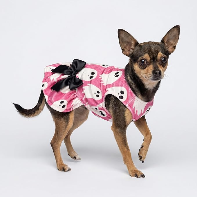 Fitwarm Halloween Ghost Dog Dress, Funny Dog Halloween Costumes, Doggy Clothes for Small Dogs Girl, Pet Apparel, Pink, White, Black, XS