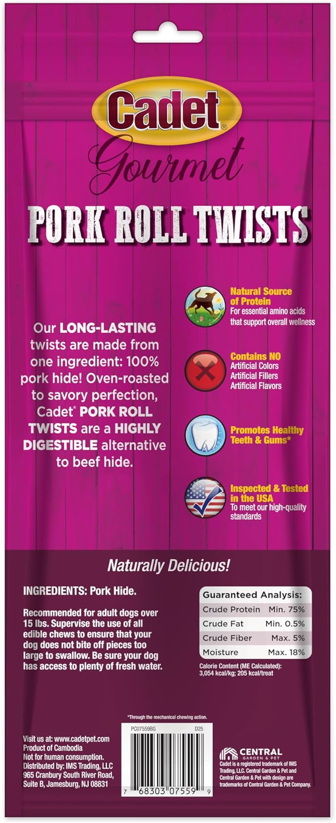 Cadet Gourmet Pork Hide Rolls 10 in. (5 count)