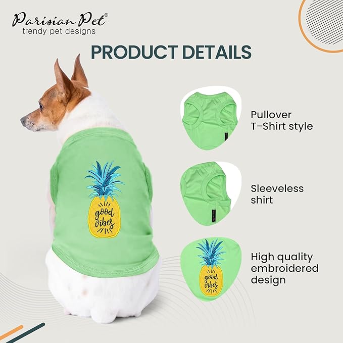 Parisian Pet Dog Shirt – 100% Cotton Shirts for Large Dogs – Tropical Sleeveless Pet Vest – Lightweight and Breathable Dogs Apparel – Cute Dog Clothes - Stretchy T Shirts for Pets