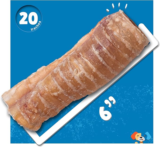 Jack&Pup 6" Beef Trachea for Dogs 20 Pack | All Natural Single Ingredient Dog Treat Dog Trachea Chews | Savory and Fun Treat for Dogs