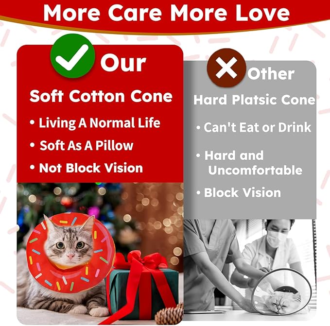 Hpetppy Cat Cone Collar Soft, Cat Recovery Collar for Wound Healing Cute Donut Adjustable Kitten Cones to Stop Licking Comfortable Lightweight Neck Elizabethan Collars for Kittens After Surgery
