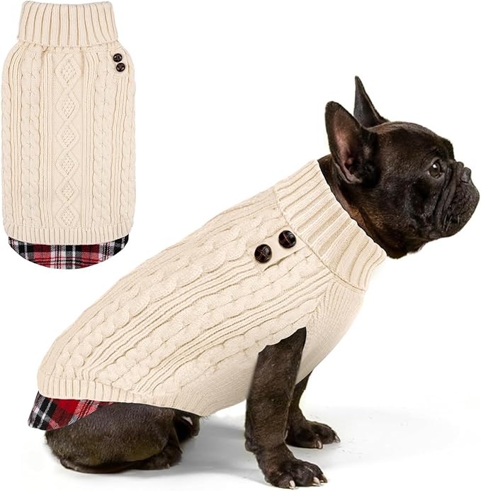 KYEESE Dog Sweater Warm Turtleneck Small Dogs Sweater Stretchy Comfy Pet Coat for Fall Winter Cold Weather Soft Pullover Dog Sweaters for Small Dogs Girl