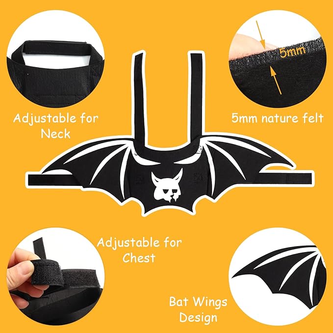 Cat Bat Wings Cat Bat Costume Cats Halloween Costumes Cute Bats Wings for Cats Kitten Halloween Costume Kitten Bats Wing Pet Halloweens Dress Up Accessories,White S