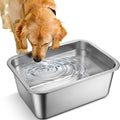 1.25 Gallons Large Dog Water Bowl, Stainless Steel Metal Dog Bowls, Large Capacity Pet Food Bowl Water Dish for Indoor and Outdoor Universal for Small & Medium Dogs 12.6''×8.7''×3.9''