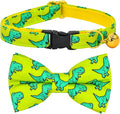 Cat Collar Bow Set, Green Dinosaur, Wedding/Birthday Breakaway Collar Bowtie for Kitten/Cat