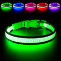 Flashseen LED Dog Collar, Light Up Dog Collar USB Rechargeable, Brightest Dog Lights for Night Walking, Adjustable Dog Collar Light for Dog Safety (Green, Medium)