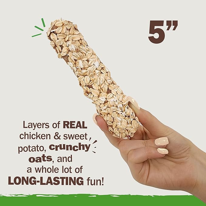Cadet Chewalicious Layered 'N Dipped with Oats, Rawhide-Free Dog Chews, Limited-Ingredient & Long-Lasting Chew Treats for Dogs, Made with Real Chicken, Oat Flavor, 2 Pack