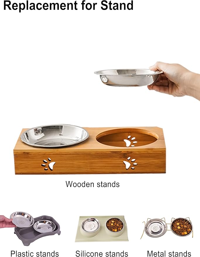 VENTION Small Shallow Cat Food Bowls, Outer Dia. 5 in Whisker Fatigue Cat Bowl, Stainless Steel Cat Food Dish for Indoor Cats, Set of 4 Replacement Cat Bowls for Raised Station(7.4 Fl.oz)