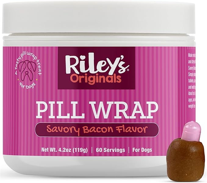 Riley's Pill Wrap for Dogs - Delicious Bacon Flavored Pill Paste for Dogs - Wrap Pills, Capsules, Tablets in a Pocket or Pouch to Mask The Taste & Make Pill Time Easy - 4.2 oz