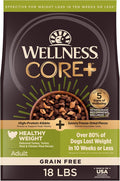 Wellness CORE+ Dry Dog Food with Freeze Dried Pieces, Grain Free, High Protein, Natural, Healthy Weight Turkey & Chicken Recipe, (18-Pound Bag)