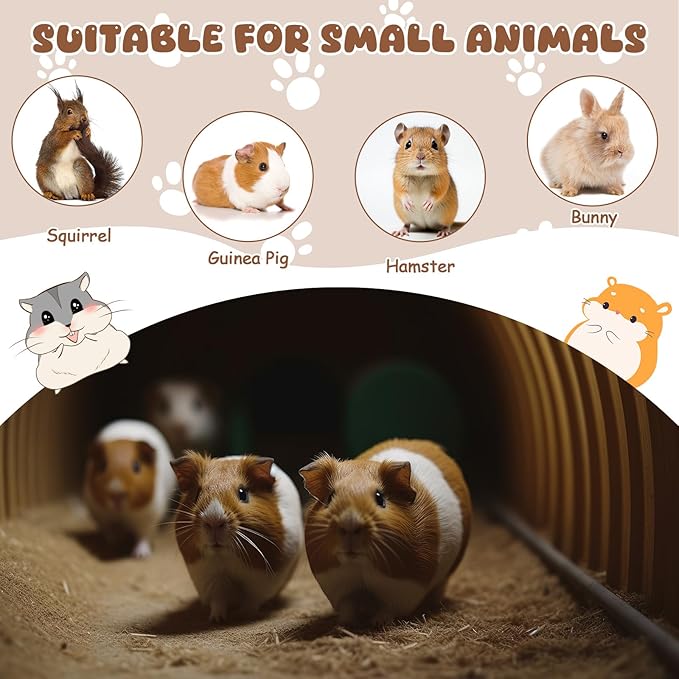 2 Pack Guinea Pig Hideout Bed with Tunnel, Large Soft Plush Cozy House, Washable Hideaway for Guinea Pigs and Small Animals(Style 2)