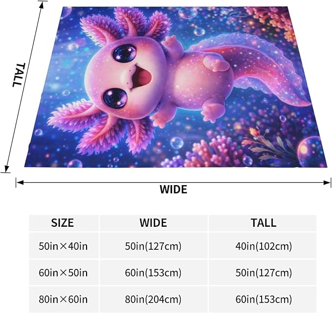 Cute Axolotl Blanket, Gifts for Women, Axolotl Underwater Soft Lightweight Throw Blankets for Kids Girls, Travel Bed Living Room Decor, 40x50in