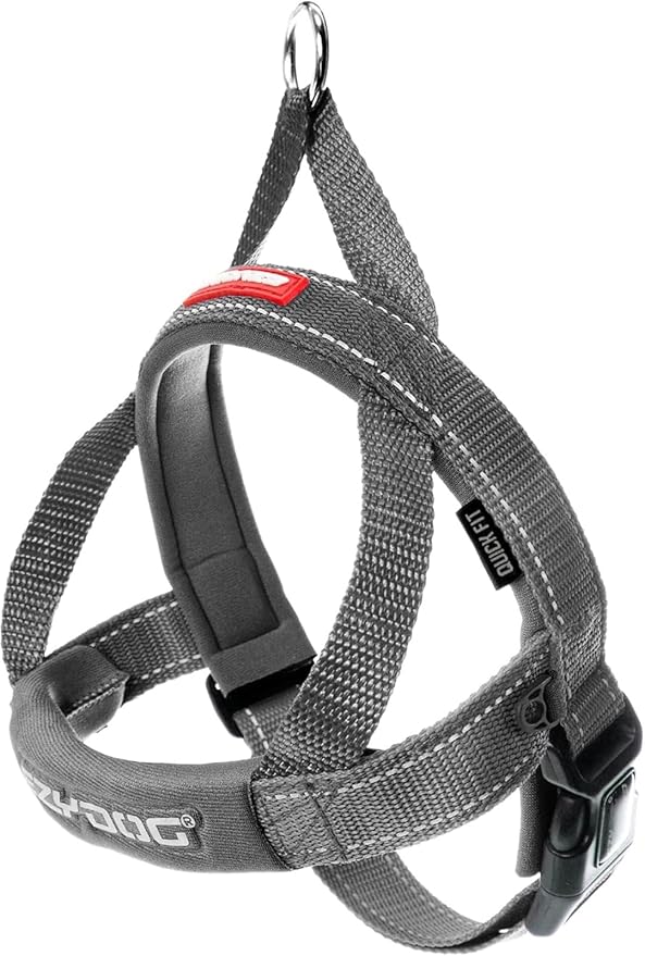 EzyDog Quick Fit Dog Harness – No Pull Harness for Training, Everyday Walking, and Easy Control - Adjustable Fit, Reflective, and Padded (X-Large, Gray)