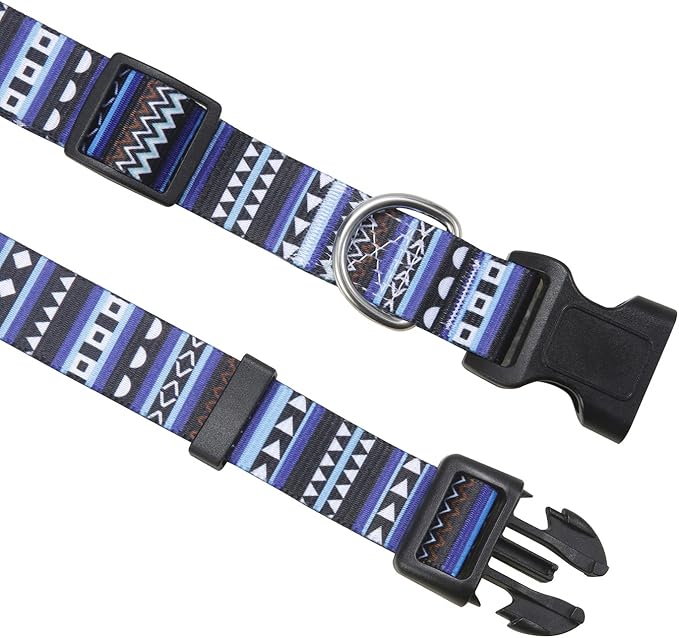 Dog Collar with Bohemia Floral Tribal Geometric Patterns - Soft Ethnic Style Collar Adjustable for Small Medium Large Dogs (Bohemian Blue,XS)