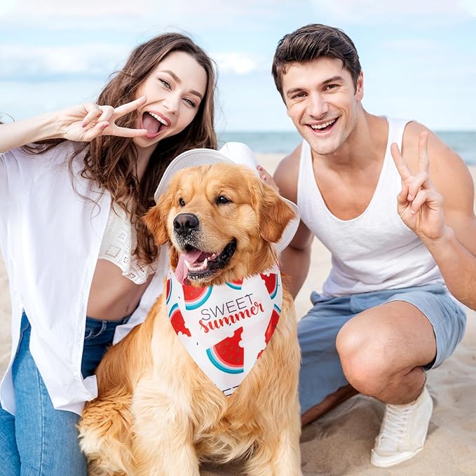 Shyyween 100 Pcs Fruit Dog Bandanas Bulk Summer Bandanas for Dogs Hawaiian Soft Bibs Adjustable Triangle Scarf for Small Medium Large Pet Costume