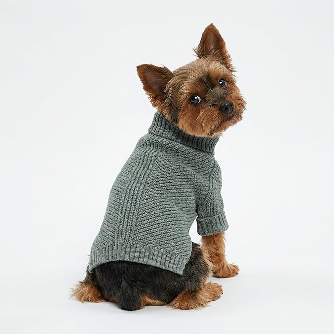 Fitwarm Dog Turtleneck Sweater, Thermal Knitted Pet Coat, Dog Winter Clothes for Small Dogs, Cat Apparel, Heather Grey, XL