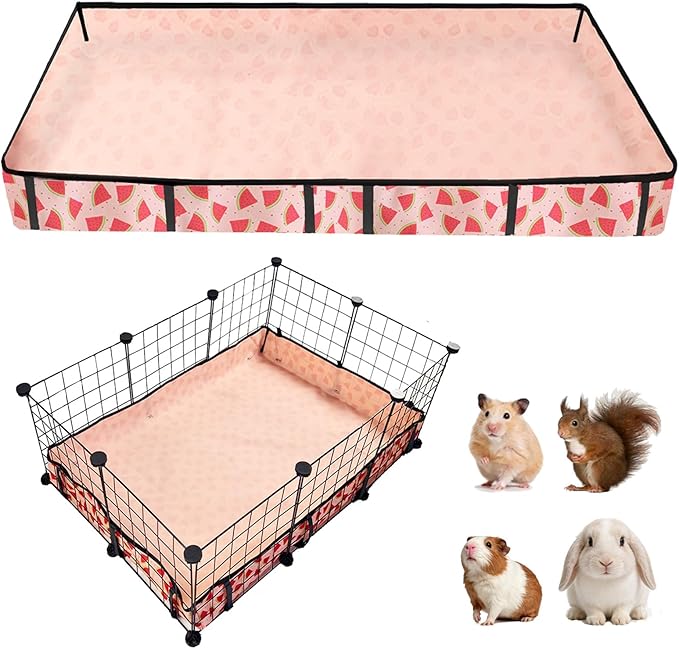 Waterproof Guinea Pig Cage Liners, Washable & Reusable Small Animal Cage Mat, for Rabbit, Hamster, Chinchilla, Hedgehog (Watermelon),C&C 28x42 inches