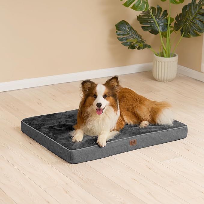 EHEYCIGA Orthopedic Dog Bed Waterproof 47"x29", Memory Foam Pet Bed for XXLarge Dog Bed, Washable Pet Mat with Removable Cover, Dark Grey