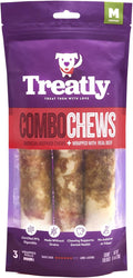 Combo Chews Beefhide Rolls 7" w/Beef Meat Wrap Dog Chew Treats - 3 Count/1 Pack