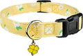 Cotton Handmade Dog Collar Cute and Distinctive Patterns Yellow Flower with Pendant for Girl Boy Dogs Collars M