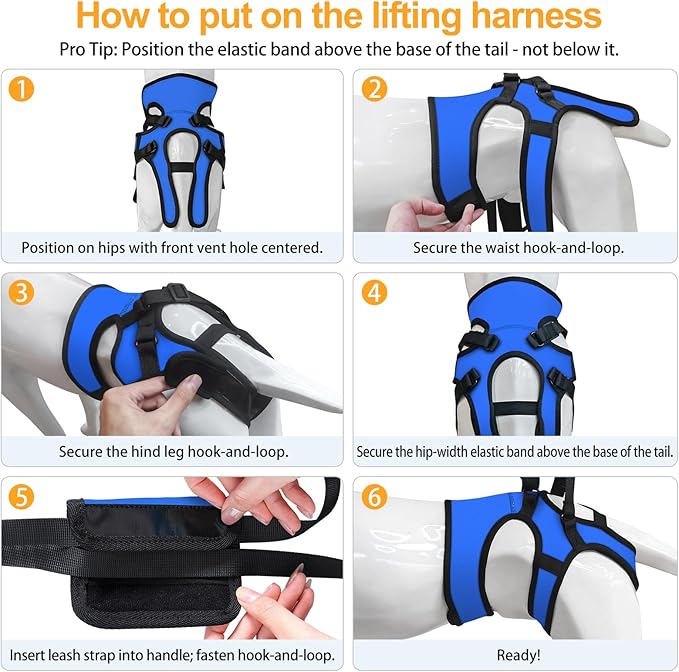 LIANZIMAU Dog Sling for Large Dogs Adjustable Hind Leg Support Lift Harness Senior Canine Mobility Aid Carrier for Back Legs Walking Rehabilitation