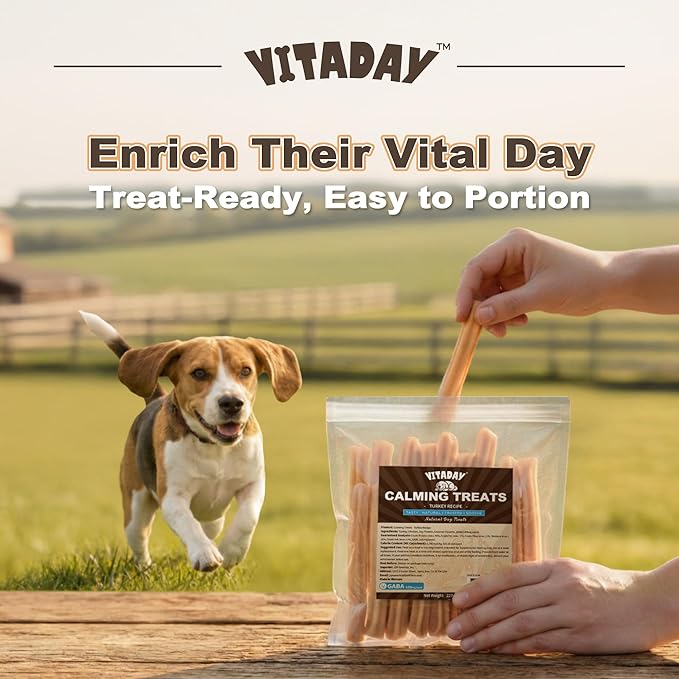 VITADAY Soft Dog Treats, Calming Chews for Dogs, Training Dog Treats for Medium Dogs, Turkey Recipe with GABA, Stick, 8 oz