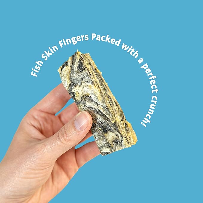 SKIPPER'S Crunchy Cod Fish Skin Finger Dog Treats - All Natural & Healthy Baked Fish Sticks, Great for Cleaning Teeth, Joints, Skin & Coat Health, Rich in Omega 3 | (7.05 Oz)