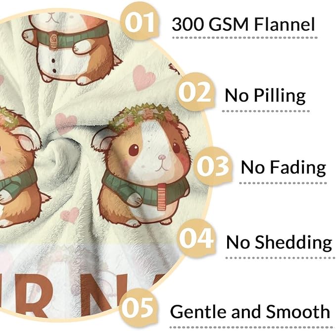 Personalized Guinea Pig Blanket with Name - Soft, Fuzzy & Warm - 40"x50" Small Blanket for Couch, Sofa - Yellow Cute Throw Gifts for Adults, Kids