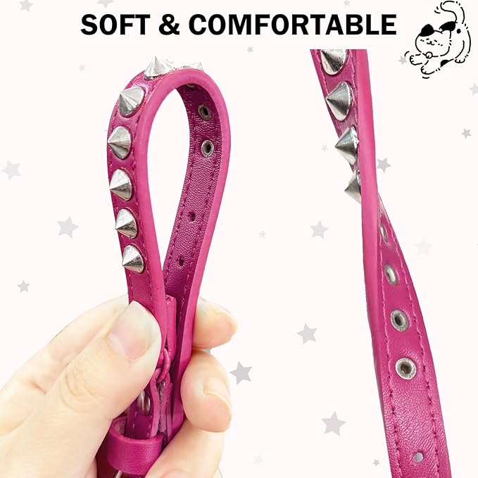 Leather Cat Collars for Boy Girl Cats with Bell and Safety Elastic Belt, Personalized Rivets Stud Adjustable Safe Buckle Collar with Skull Charm for Kitty Small Pets, Halloween Cat Collar