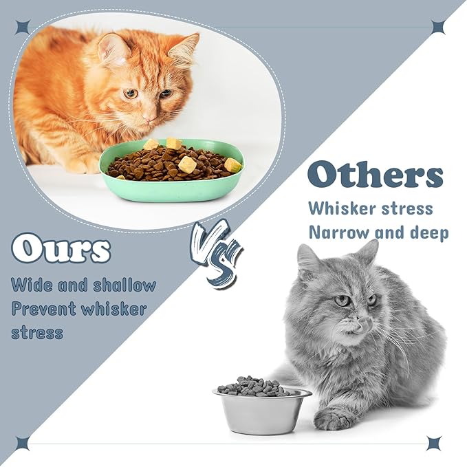Tioncy 24 Pcs Fatigue Relief Cat Bowl 5.7 Inch Shallow Cat Food Dish Wide and Small Pet Wet Feeding Bowl for Kitten Short Legged Kitten Ferrets Feral Small Animals(Blue, Green, Pink, Beige,Classic)