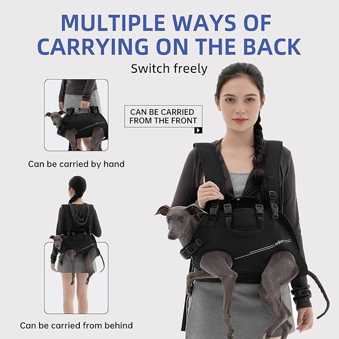 Wakytu Dog Lift Harness for Small Dogs,Dog Backpack Carrier,Adjustable Padded Breathable Straps for Dogs, Disabled, Joint Injuries, Arthritis,S(4.5-7.5LBS)