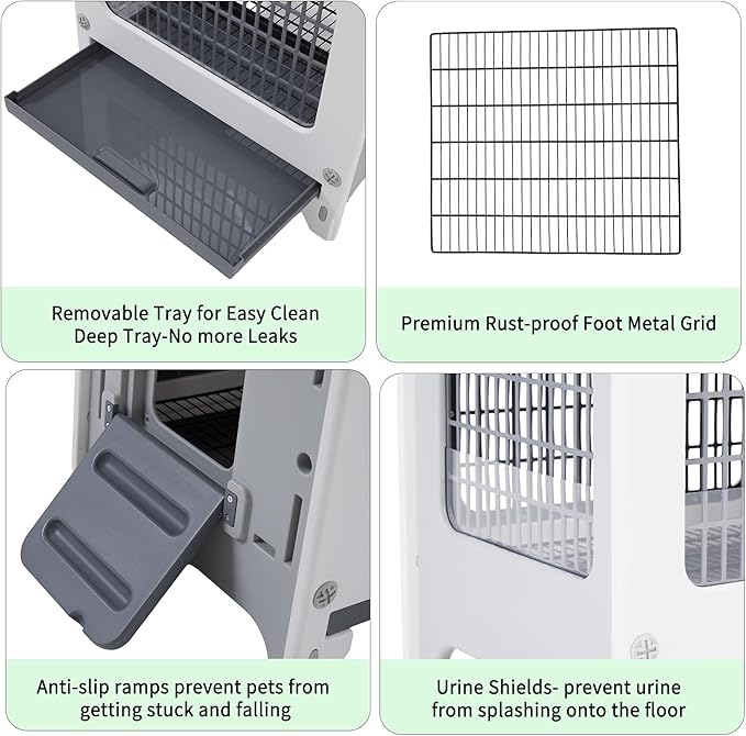 Rabbit Hutch Outdoor Indoor Plastic Waterproof Bunny Cage Enclosure Chew-Proof Rabbit House Guinea Pig Cage Pet House for Small Animals, One Room