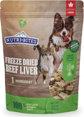 Nutri Bites Freeze Dried Beef Liver Dog & Cat Treats, Single Ingredient High Protein Pet Treats, 17.6 oz