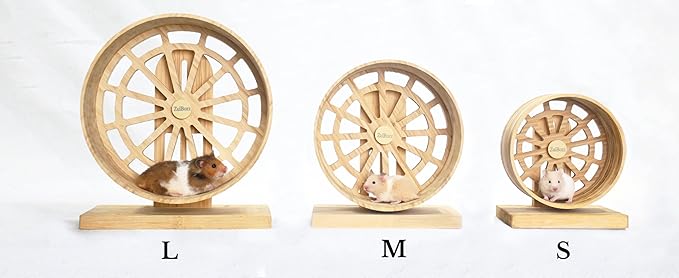 Silent Hamster Wheels Quiet Hamster Running Wheels 9″ Bamboo Wood Hamster Exercise Wheels with Adjustable Height for Syrian Hamsters Campbell Dwarf Roborovski Gerbils and Mice