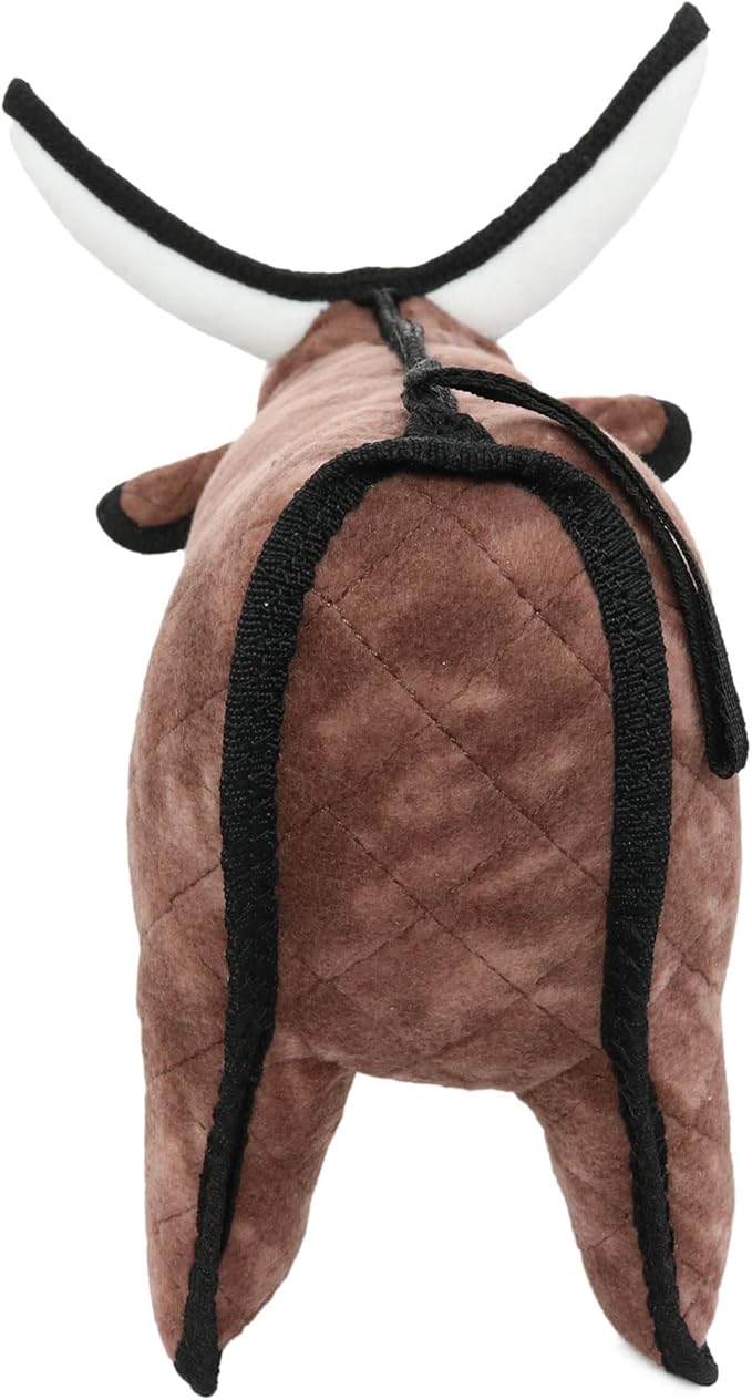 TUFFY - World's Tuffest Soft Dog Toy -Barnyard- Multiple Layers. Made Durable, Strong & Tough. Interactive Play (Tug, Toss & Fetch). Machine Washable & Floats. (Bull, Medium)